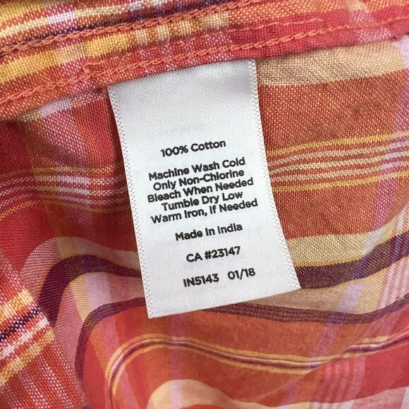 Talbots Sleeveless Plaid Shirt Dress Size 6 Pink Orange - Picture 12 of 12